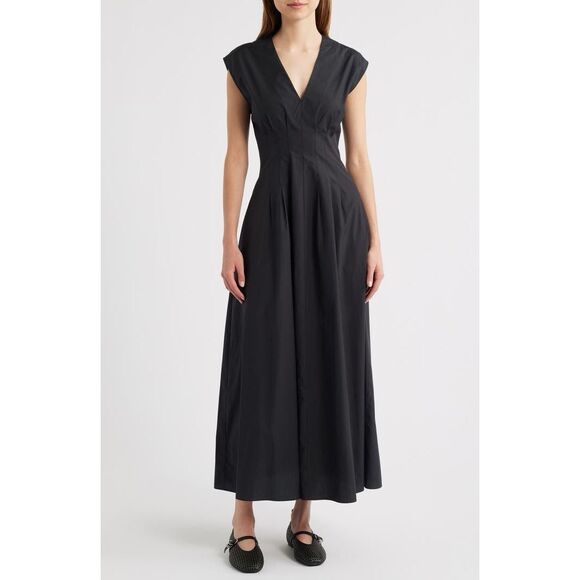 Rag & Bone Women's Black Ines Cotton Poplin Sleeveless Maxi Dress Size 8 NWOT - Picture 6 of 15